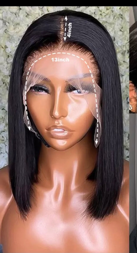 Short Bob Wig Straight 13x1 T Part Human Hair Wigs for Black Women Pre Plucked Transparent Frontal Wig Brazilian Lace Wigs