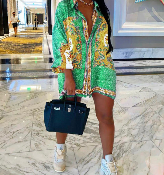 Oversized Printed Dress